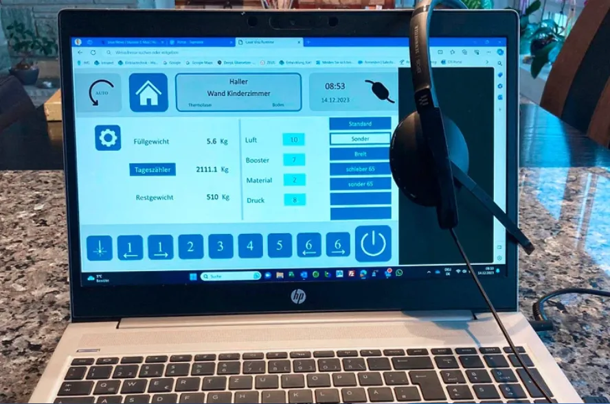 Remote maintenance interface on laptop